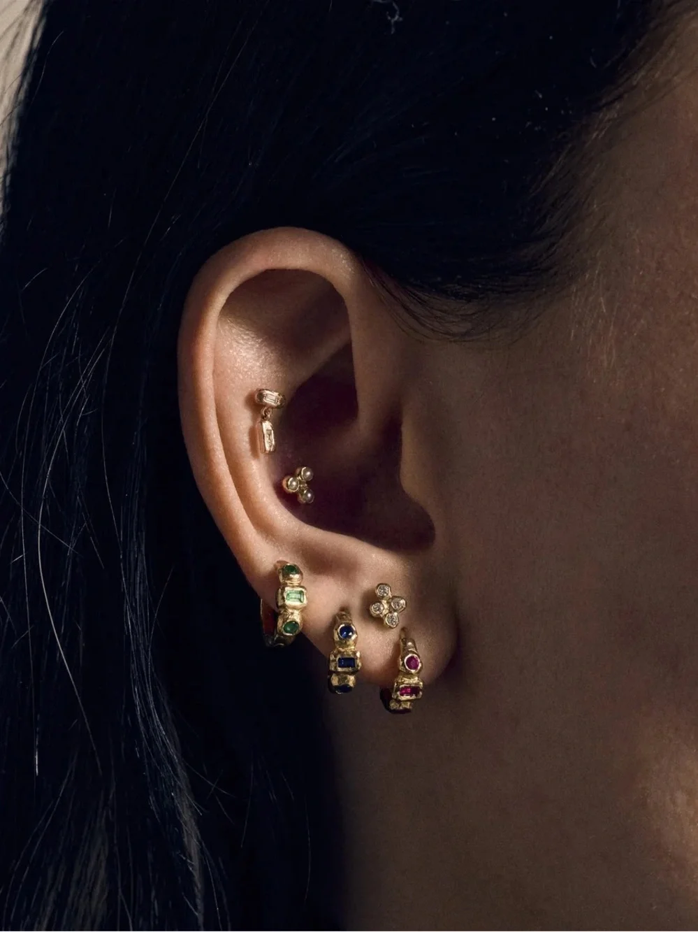 Pamela Love Diamond Double Baguette Earring in 14k